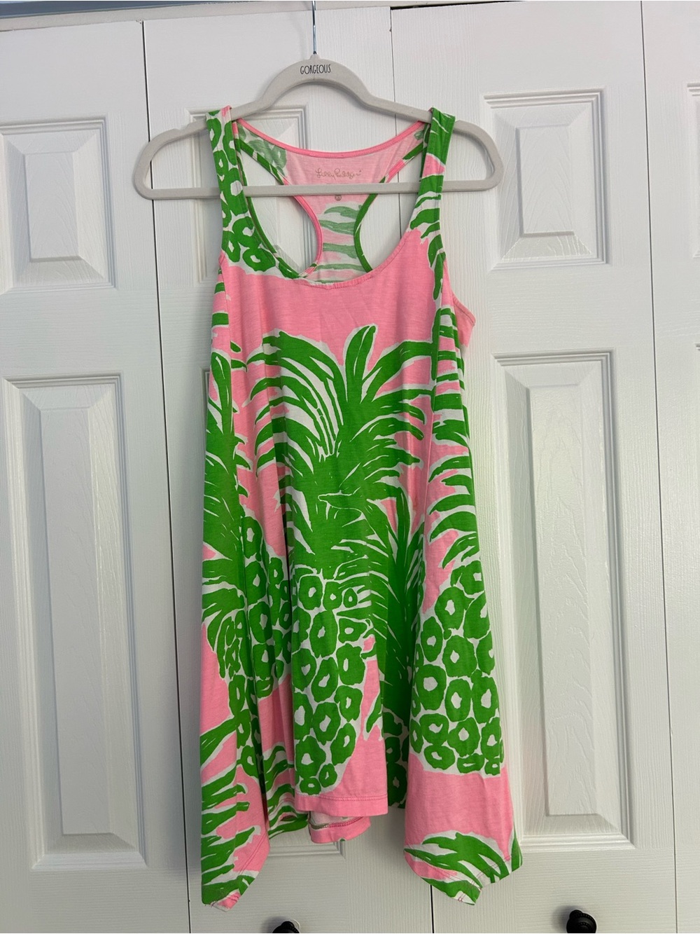 Lilly Pulitzer Pink & Green Asymmetrical Pineapple Tank Dress